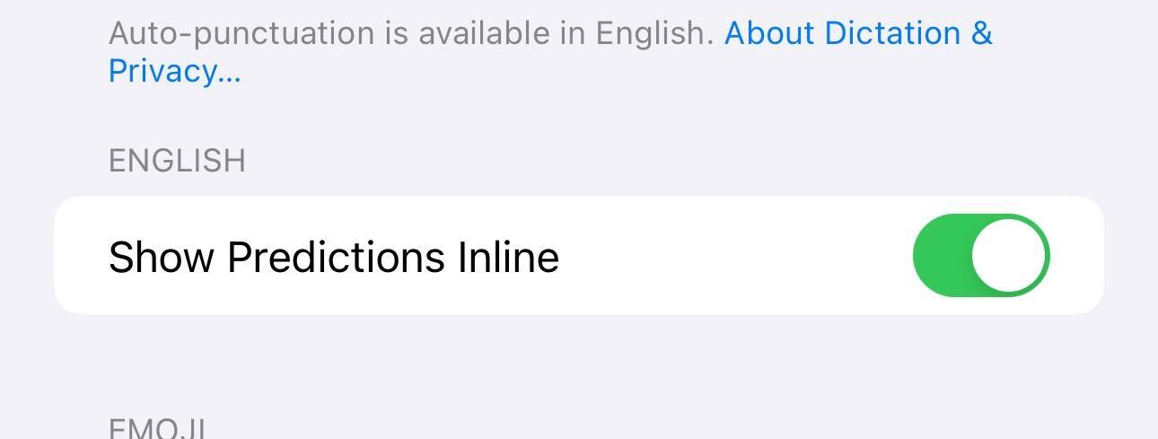 iOS 17.2 lets users disable inline text predictions without turning off predictive text